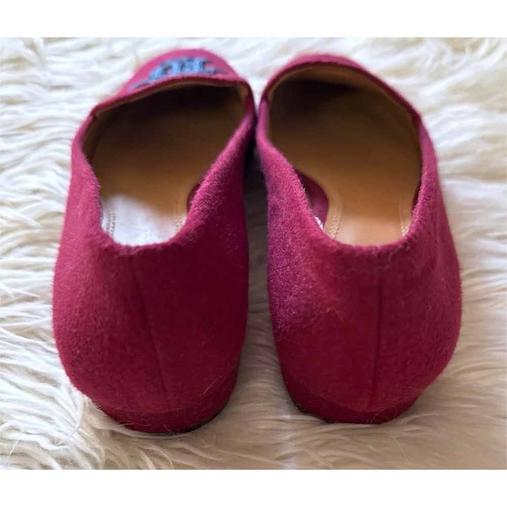EUC Tory Burch Red Burgundy Antonia “TB” Monogram Loafers Flats Shoes US 5.5​